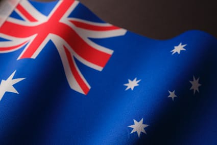 a close up of the flag of australia