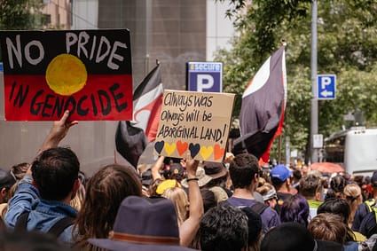 Aboriginal land rights protest people gathering on street during daytime