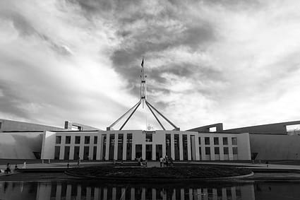 grayscale photo of building