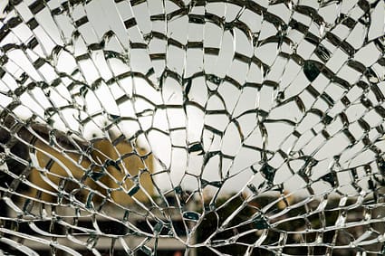broken glass in a mirror